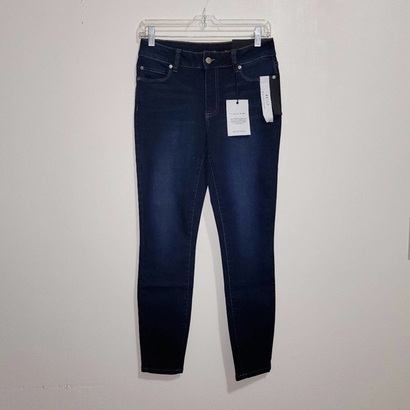 NWT Tahari Kelly Ankle Skinny Jeans Size 4 Dark Wash Mid Rise - Picture 1 of 5